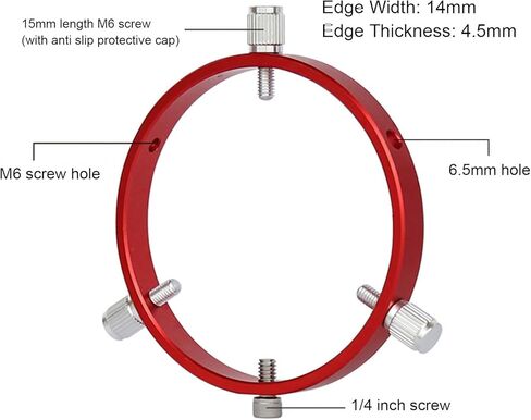 6 Hole Guiding Scope Ring, Finder Guidescope Ring with M6 Screw for 70 to 90mm Telescope, Aluminum Alloy Scope Mount Ring Adapter for Astrophotography in Saudi Arabia
