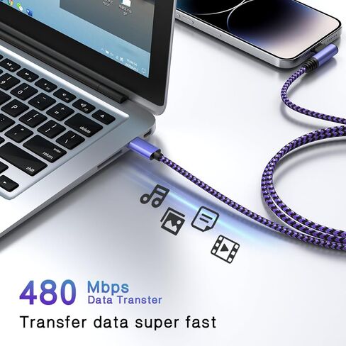 Type C Cable Fast Charging : [3ft/3Pack/60W] Nylon Braided Type C Charger Fast Charging Right Angle C to C Cable Charger Cord for iPhone 17/16/15 Pro Max S25/S24/S23 iPad Pro MacBook in Saudi Arabia