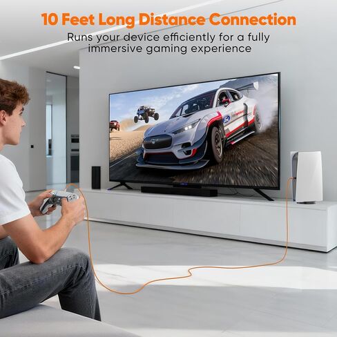 سلك شاحن وحدة التحكم PS5 بطول 10 أقدام 2 حزمة، شحن سريع 3 أمبير و10 جيجابت في الثانية USB 3.2 مزامنة بيانات طويلة USB A إلى النوع C كابل مضفر لجهاز PS5 DualSense/Edge، X-box Series S/X Core، Elite Series 2، Switch/Lite/Pro in Kuwait