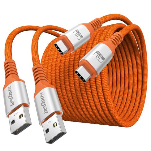 سلك شاحن وحدة التحكم PS5 بطول 10 أقدام 2 حزمة، شحن سريع 3 أمبير و10 جيجابت في الثانية USB 3.2 مزامنة بيانات طويلة USB A إلى النوع C كابل مضفر لجهاز PS5 DualSense/Edge، X-box Series S/X Core، Elite Series 2، Switch/Lite/Pro in Kuwait