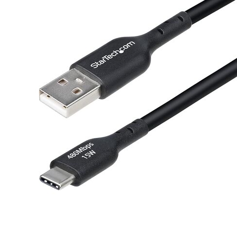 StarTech.com كابل شحن USB-A إلى USB-C بطول 15 قدم (4.5 م)، شحن ومزامنة، 3 أمبير، USB 2.0، سترة TPE، سلك شحن USB أسود in Kuwait