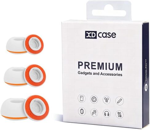 Ear Tips for Galaxy Buds 3 Pro Eartips Earbud, Premium Memory Foam Replacement Earbud Tips, Long Lasting Comfort, Superior Noise Isolation (White Orange)(S/M/L) (3 Pairs) in Saudi Arabia