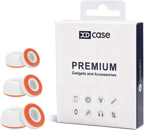 Ear Tips for Galaxy Buds 3 Pro Eartips Earbud, Premium Memory Foam Replacement Earbud Tips, Long Lasting Comfort, Superior Noise Isolation (White Orange)(S/M/L) (3 Pairs) in Saudi Arabia