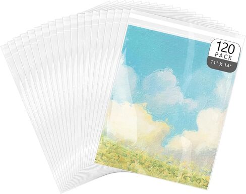Klmnop 120 Pack 11" X 14" Self Sealing Crystal Clear Sleeves Storage Bags, Resealable Plastic Sleeves for 11X14 Photos Pictures Prints(Clear) in Saudi Arabia