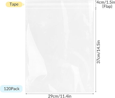 Klmnop 120 Pack 11" X 14" Self Sealing Crystal Clear Sleeves Storage Bags, Resealable Plastic Sleeves for 11X14 Photos Pictures Prints(Clear) in Saudi Arabia