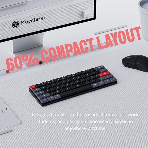 Keychron K9 Pro Low-Profile Wireless Mechanical Keyboard, 60% Compact RGB Keyboard with Tactile Brown Switches, Ultra-Slim Aluminum Frame, QMK Programmable, for Mac & Windows, Double-Shot PBT Keycaps in Saudi Arabia