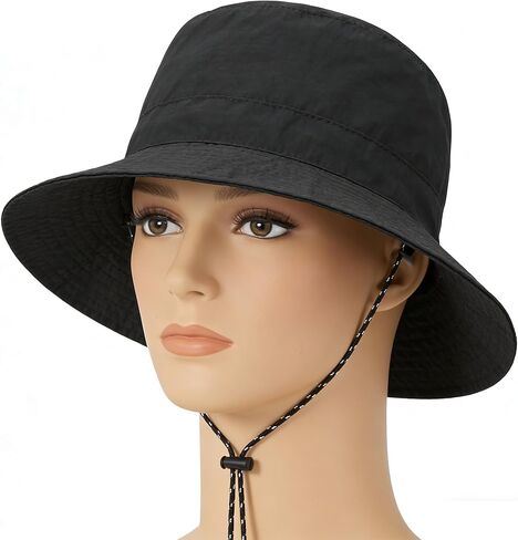 قبعة صيد نسائية سريعة الجفاف وقابلة للتعبئة، قبعة صيفية خفيفة الوزن للمشي لمسافات طويلة في الهواء الطلق مع حزام ذقن قابل للفصل، مقاس متوسط in Kuwait