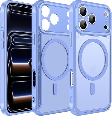 ivoler Magnetic Case for iPhone 17 Pro Max 6.9'' [Compatible with Magsafe] [15 FT Military Grade Protection] Magnetic Charger Case Bumper, Frosted Translucent Back for iPhone 17 Pro Max - Clear in Saudi Arabia