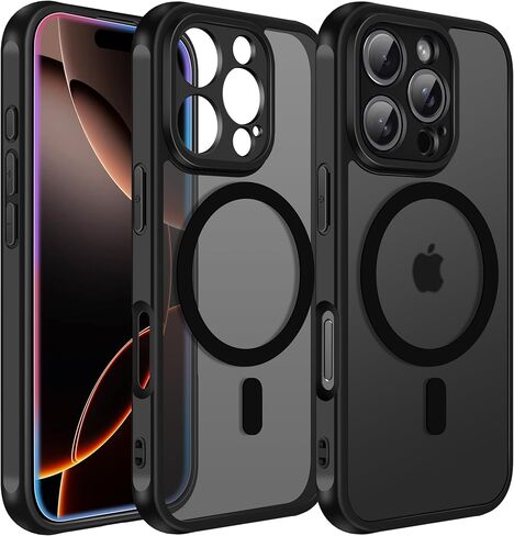 ivoler Magnetic Case for iPhone 17 Pro Max 6.9'' [Compatible with Magsafe] [15 FT Military Grade Protection] Magnetic Charger Case Bumper, Frosted Translucent Back for iPhone 17 Pro Max - Clear in Saudi Arabia
