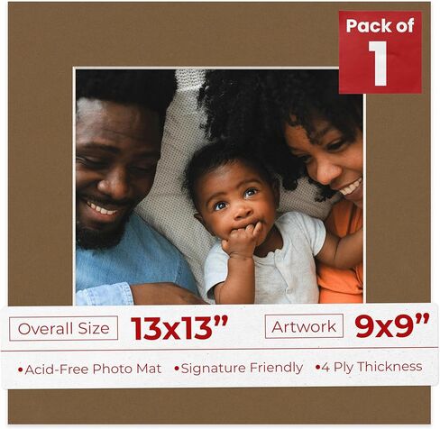 13x13 Mat Bevel Cut for 9x9 Photos - Precut Bottle Blue Square Photo Photo Pholed Board Open - حمض خالٍ من الأمراض لحماية صورك - مقطوعة للصور العائلية ، حزمة من مجموعة واحدة من Matboard Show مع in Kuwait