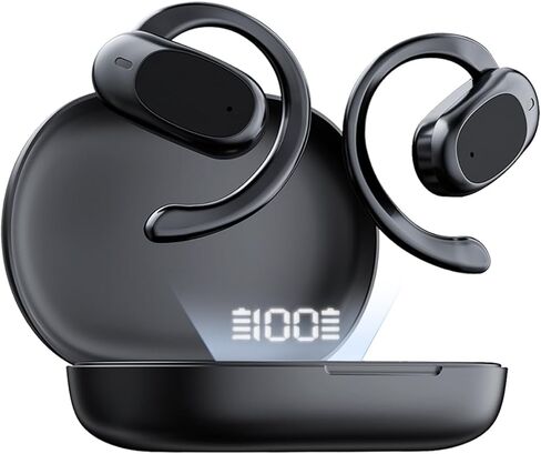 O3 Bluetooth Wireless Earbuds Open Ear Headphones with Ai Translation Real Time, Customized EQ via App, Ai-Enhanced Clear Calls, Over-Ear Lightweight Comfort -Black in Saudi Arabia
