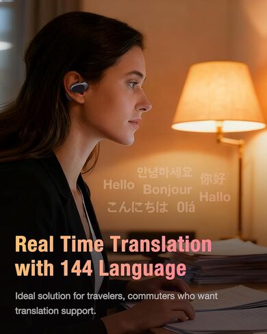 O3 Bluetooth Wireless Earbuds Open Ear Headphones with Ai Translation Real Time, Customized EQ via App, Ai-Enhanced Clear Calls, Over-Ear Lightweight Comfort -Black in Saudi Arabia