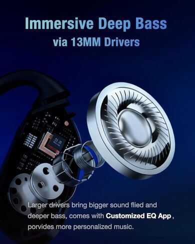 O3 Bluetooth Wireless Earbuds Open Ear Headphones with Ai Translation Real Time, Customized EQ via App, Ai-Enhanced Clear Calls, Over-Ear Lightweight Comfort -Black in Saudi Arabia