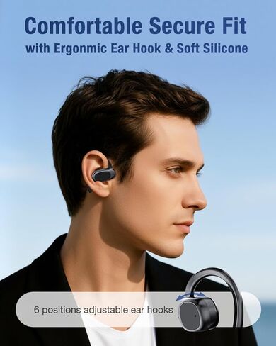 O3 Bluetooth Wireless Earbuds Open Ear Headphones with Ai Translation Real Time, Customized EQ via App, Ai-Enhanced Clear Calls, Over-Ear Lightweight Comfort -Black in Saudi Arabia