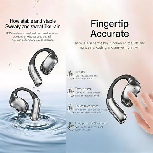 سماعات أذن للنوم من CYBERDRIVE، سماعات أذن جانبية مفتوحة للأذن، سماعات أذن لاسلكية لمدة 60+ ساعة، سماعات رأس ستيريو عالية الدقة، سماعات أذن مع خطافات للأذن، سماعات رياضية للتمرين والجري والسفر in Kuwait