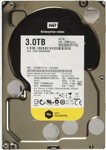 ويسترن ديجيتال Re WD3001FYYG 3 تيرابايت 7200 دورة في الدقيقة SAS 6 جيجابايت/ثانية 32 ميجابايت كاش 3.5 بوصة سعة مركز البيانات محرك الأقراص الصلبة للمؤسسات (متجدد) in Kuwait