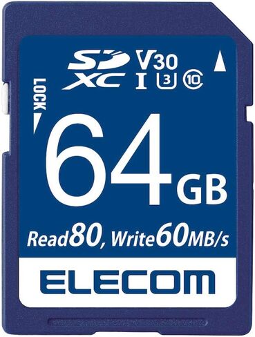 بطاقة Elecom MF-FS064GU13V3R SDXC، خدمة استعادة البيانات، تدعم فئة سرعة الفيديو، UHS-I، U3، 80 ميجابايت، 64 جيجابايت in Kuwait