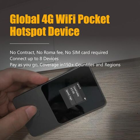 Global Travel Mobile Hotspot Device 4G Pocket Router No Roaming fee Built-in SIM Card No Need Physical Card No Contract 150 Countries Travel Portable WiFi Hotspot 50GB for US in Saudi Arabia