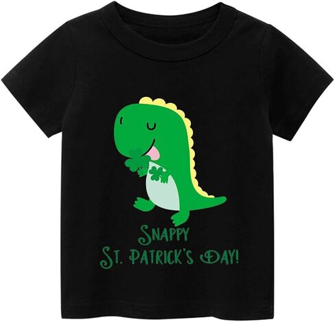 Tkria طفل بنين أطفال سانت باتريك قمصان عيد البرسيم شامروك ديناصور جنوم تي شيرت محظوظ المتأنق كم قصير بلايز خضراء in Kuwait