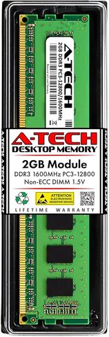 A-Tech استبدال ذاكرة الوصول العشوائي 2 جيجا بايت لـ HP 497157-D88 | وحدة ذاكرة DDR3 1600 ميجا هرتز PC3-12800 1.5V UDIMM غير ECC 240-Pin DIMM in Kuwait