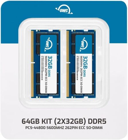 OWC 64GB (2x32GB) DDR5 5600 PC5-44800 CL46 2Rx8 262-pin 1.1V ECC Unbuffered SODIMM Memory RAM Module Upgrade Kit for Select Laptops or All-in-One Systems in Saudi Arabia