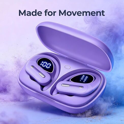 Wireless Earbuds Bluetooth 5.3 with 90H Playtime, Over-Ear Sports Headphones with Earhooks, Wireless Charging Case & LED Power Display, Waterproof for Workout in Saudi Arabia