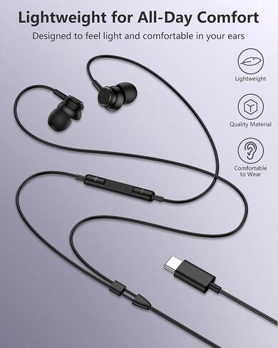 سماعات رأس سلكية USB C مع ميكروفون لـ Google Pixel 10/9، سماعات أذن سلكية بخاصية إلغاء الضوضاء Pixel سماعات أذن USBC لأجهزة iPhone 17 16 Pro، سماعات داخل الأذن لـ Google وApple AirPods Type C Plug in Kuwait