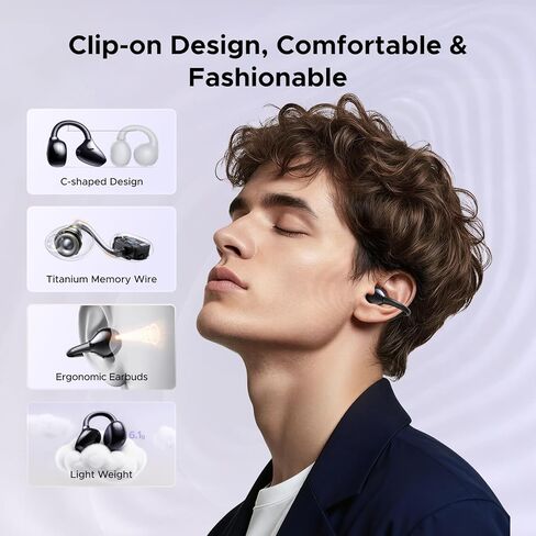 UGREEN ClipBuds Pro Open Ear Earbuds Active Noise Cancelling Wireless Headphone Bluetooth Clip-on Earphone, Hi-res LDAC, Adaptive ANC, 6 Mic, Spatial Audio, Dual Connect, EQ & APP, 32H Playtime in Kuwait