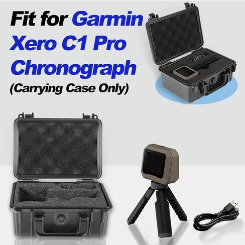 Heavy Duty Carrying Case Compatible with Garmin Xero C1 Pro Chronograph for Range Shooting, Waterproof Storage Hard Shell Organizer with Custom Foam, Accessory Pocket, Lockable (Black) in Saudi Arabia