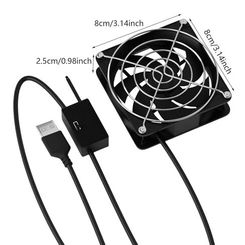 USB 5V Powered 8cm Cooling Fan with Temperature Control for Electronics Including Routers and Consoles Adjustable Temperature Fan in Saudi Arabia