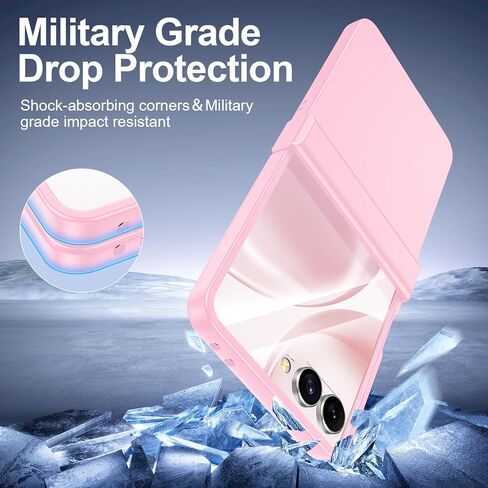 حافظة Btscase لهاتف Samsung Galaxy Z Flip 7 2025 مع حماية مفصلية وواقي شاشة مدمج، حماية من السقوط من الدرجة العسكرية، غطاء هاتف متين مقاوم للصدمات لكامل الجسم مضاد لبصمات الأصابع، وردي in Kuwait