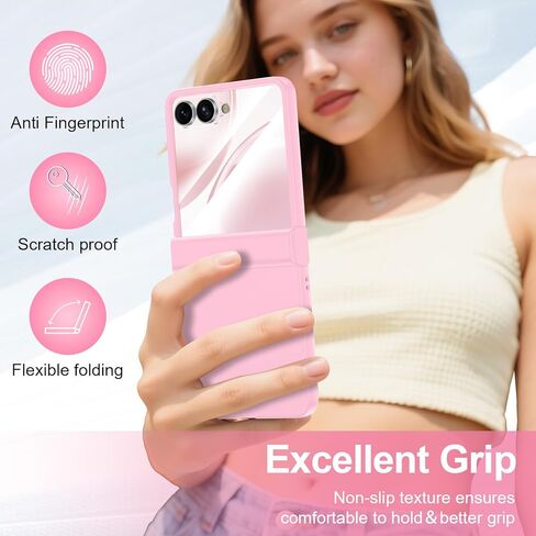 حافظة Btscase لهاتف Samsung Galaxy Z Flip 7 2025 مع حماية مفصلية وواقي شاشة مدمج، حماية من السقوط من الدرجة العسكرية، غطاء هاتف متين مقاوم للصدمات لكامل الجسم مضاد لبصمات الأصابع، وردي in Kuwait