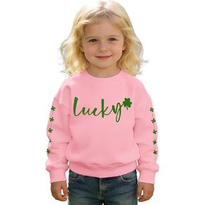 سويت شيرت للفتيات الصغيرات من St Patricks Day، قميص Lucky Clover Shamrock، بأكمام طويلة، بلوفر أيرلندي in Kuwait