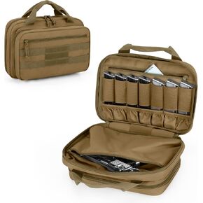 DSLEAF Tactical Gun Range Bag with 2 Handguns Capacity, Soft Pistol Case for Handguns with 8X Magazine Slots, Lockable Zipper and Extra Pockets in Kuwait