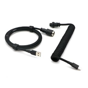 Pro Coiled Keyboard Cable, Double-Sleeved Mechanical Keyboard Cable with 5Pin GX16 Aviator, 1.2m USB A to USB Type C (Black) in Saudi Arabia