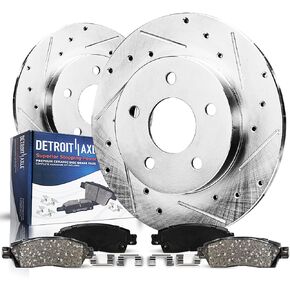Detroit Axle - Front Brake Kit for 2019-2022 INFINITI QX50 2022 QX55 Drilled and Slotted Disc Brake Rotors Ceramic Brakes Pads Replacement : 12.99" inch Rotors in Saudi Arabia