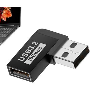 محول USB 90 درجة - محول تمديد USB A ذكر إلى أنثى - موصل موسع، موصل لأجهزة الكمبيوتر المحمولة والهاتف والكمبيوتر الشخصي in Kuwait
