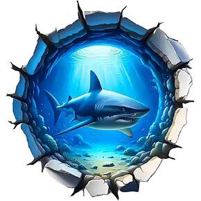 3D Shark Wall Decal Sticker, Waterproof Removable Vinyl Decal for Laptops, Cars, Wall, Furniture, Bedroom Decoration, Ocean Theme LB-0031 in Kuwait