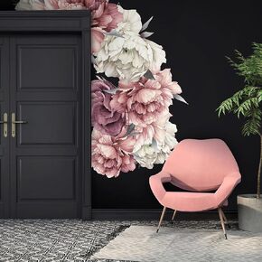 ملصق حائط ورود كبيرة، ملصق زهور الحديقة قابل للتقشير واللصق، ملصقات حائط ضخمة على طراز بوهو (ملصقات ورد كبيرة) in Kuwait