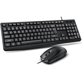 Keyboard and Mouse Combo, USB Wired Ergonomic Office Set with 1000dpi Optical Resolution and Full Size Layout, Laptop PC Gaming Working (Black) in Kuwait