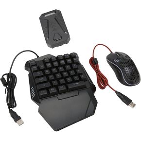 مجموعة ألعاب ماوس بنصف لوحة مفاتيح بيد واحدة مع ضوء RGB LED ولوحات مفاتيح ألعاب الكمبيوتر ومحول الماوس مجموعة نصف سلكية RGB مع محول محول سلكي in Kuwait