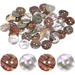 Natural Shell Buttons [50pcs] - 18mm 2 Hole Mother of Pearl Sewing Craft Buttons for Shirt Sewing & DIY Crafts Decoration - [White] in Kuwait