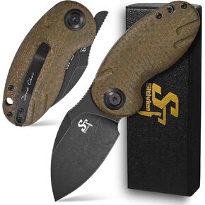سكين جيب قابل للطي من Sitivien ST153، Sandvik 14C28N شفرة سوداء مصقولة بالحجر مع مقبض Micarta، سكاكين أدوات EDC من سلسلة Zodiac الصينية، سكين للتخييم والصيد والبقاء على قيد الحياة والمشي لمسافات طويلة (أخضر) ... ... in Kuwait