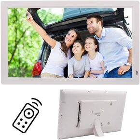 Spacmirrors إطار صور رقمي مقاس 18.5 بوصة إطارات صور رقمية عالية الدقة 16:9 شاشة LED عريضة مع فتحات USB/Sd وصورة رقمية للتحكم عن بعد، أبيض، in Kuwait