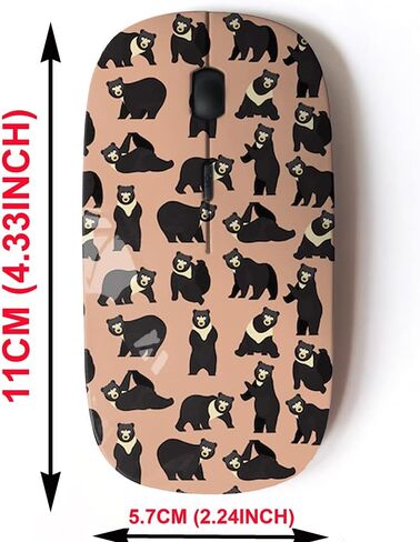 2.4G Wireless Mouse with Cute Pattern Design for All Laptops and Desktops with Nano Receiver - Black Bear on Brown in Saudi Arabia