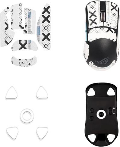 Mouse Grip Tape Full Coverage for ASUS ROG Harpe Ace Aim Lab, Self-Adhesive Sweat-Resistant Professional Mice Upgrade Kit,Mouse Feet Skates(Foot pad + White Mouse Grip Tape) in Saudi Arabia