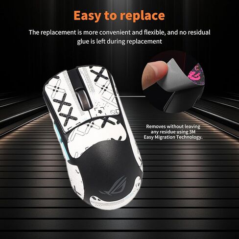 Mouse Grip Tape Full Coverage for ASUS ROG Harpe Ace Aim Lab, Self-Adhesive Sweat-Resistant Professional Mice Upgrade Kit,Mouse Feet Skates(Foot pad + White Mouse Grip Tape) in Saudi Arabia