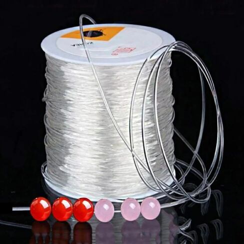 1roll Plastic Crystal DIY Beading Stretch Cords Elastic Line Jewelry Making Supply Wire Strings Thread Accessories 100m (Transparent 0.5mm) in Saudi Arabia