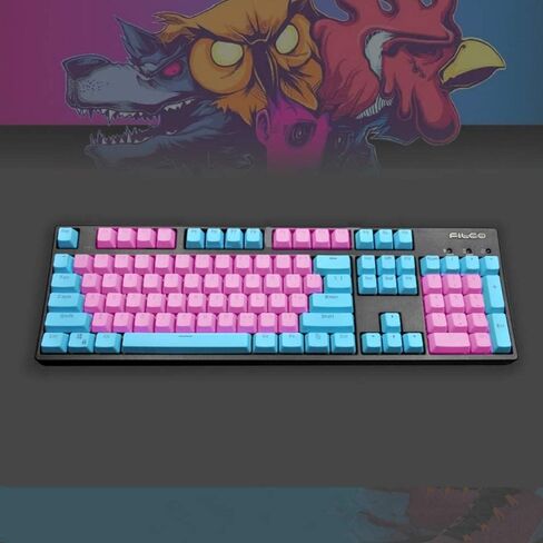 مجموعة مفاتيح Yue 104 Keys Double Shot PBT ذات الإضاءة الخلفية الشفافة OEM لجميع مفاتيح Cherry MX ولوحات مفاتيح الألعاب الميكانيكية القياسية تخطيط ANSI 108 104 87 TKL 60% (Miami Alpha) in Kuwait