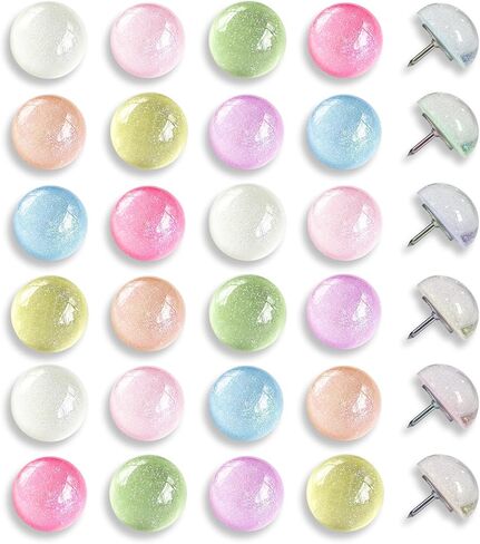 24 Glass Decorative Push Pins, Cute Bulletin Board Pins, Cute Thumbtacks for Cork Board, Office or Home in Saudi Arabia
